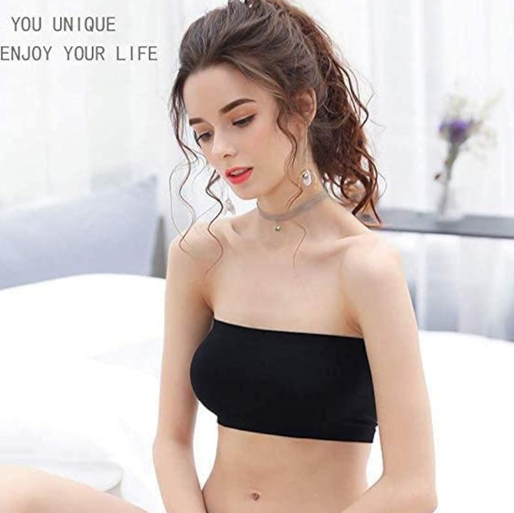 3 Pieces Strapless Bandeau Bra, Padded Bralette Bra Tube Top Bra